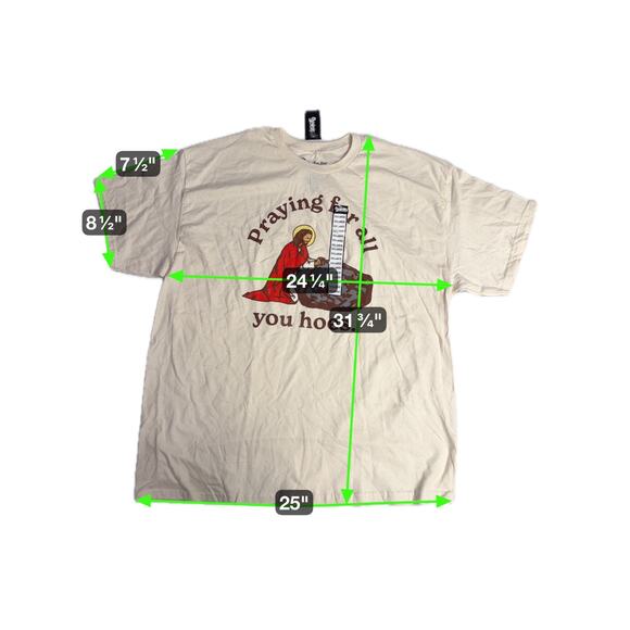 Spencer's Praying For all You Beige Graphic Short Sleeve T Shirt Adults Size XXL - Picture 5 of 5